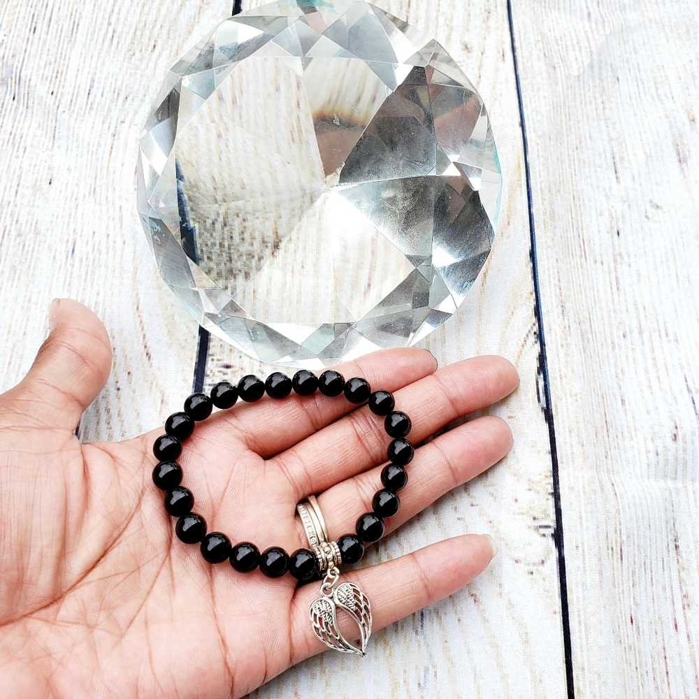Handmade Black Onyx gemstone bracelet.